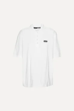 Tops-ROTATE Birger Christensen Cotton Short Sleeve Polo Bright White Bright White color