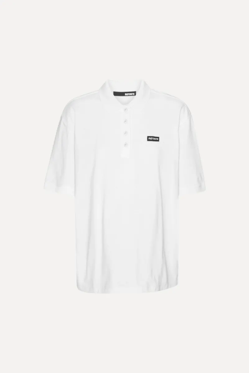 Tops-ROTATE Birger Christensen Cotton Short Sleeve Polo Bright White Bright White color