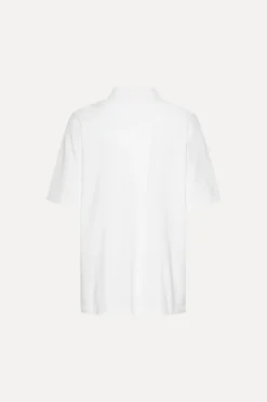 Tops-ROTATE Birger Christensen Cotton Short Sleeve Polo Bright White Bright White color