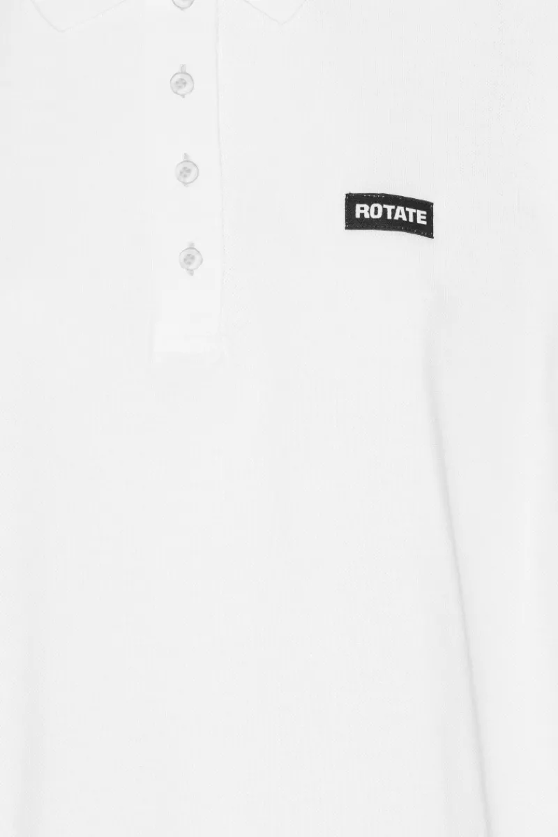Tops-ROTATE Birger Christensen Cotton Short Sleeve Polo Bright White Bright White color
