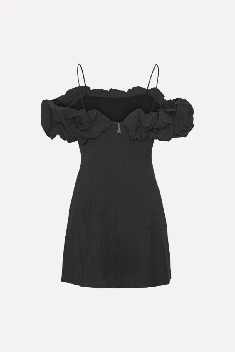 Mini Dresses-ROTATE Birger Christensen Crepe A-line Mini Dress Black Black color