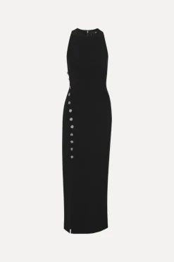 Midi Dresses|Dresses-ROTATE Birger Christensen Crepe Button Dress Black Black color