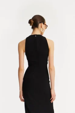 Midi Dresses|Dresses-ROTATE Birger Christensen Crepe Button Dress Black Black color