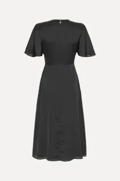 Midi Dresses|Dresses-ROTATE Birger Christensen Crepe De Chine Midi Dress Black Black color