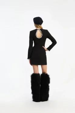 Mini Dresses|Dresses-ROTATE Birger Christensen Crepe Mini Dress Black Black color