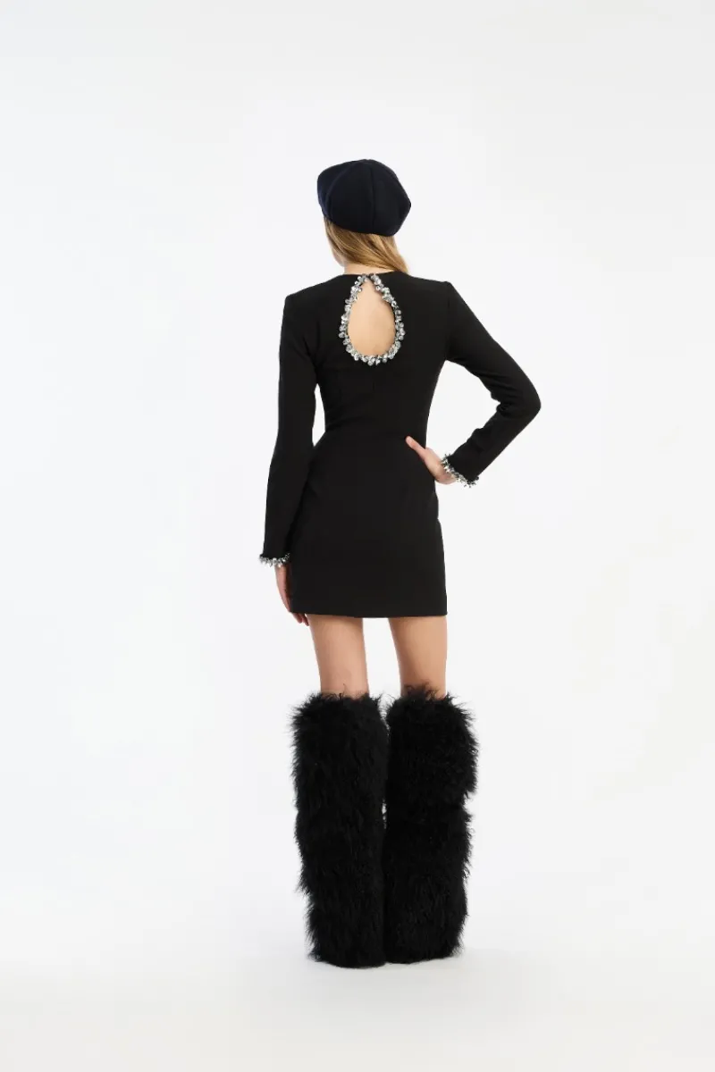 Mini Dresses|Dresses-ROTATE Birger Christensen Crepe Mini Dress Black Black color