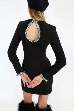 Mini Dresses|Dresses-ROTATE Birger Christensen Crepe Mini Dress Black Black color