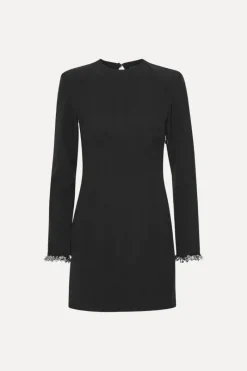 Mini Dresses|Dresses-ROTATE Birger Christensen Crepe Mini Dress Black Black color