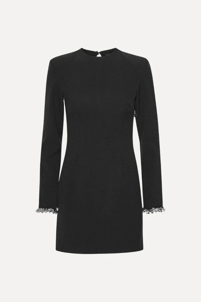 Mini Dresses|Dresses-ROTATE Birger Christensen Crepe Mini Dress Black Black color