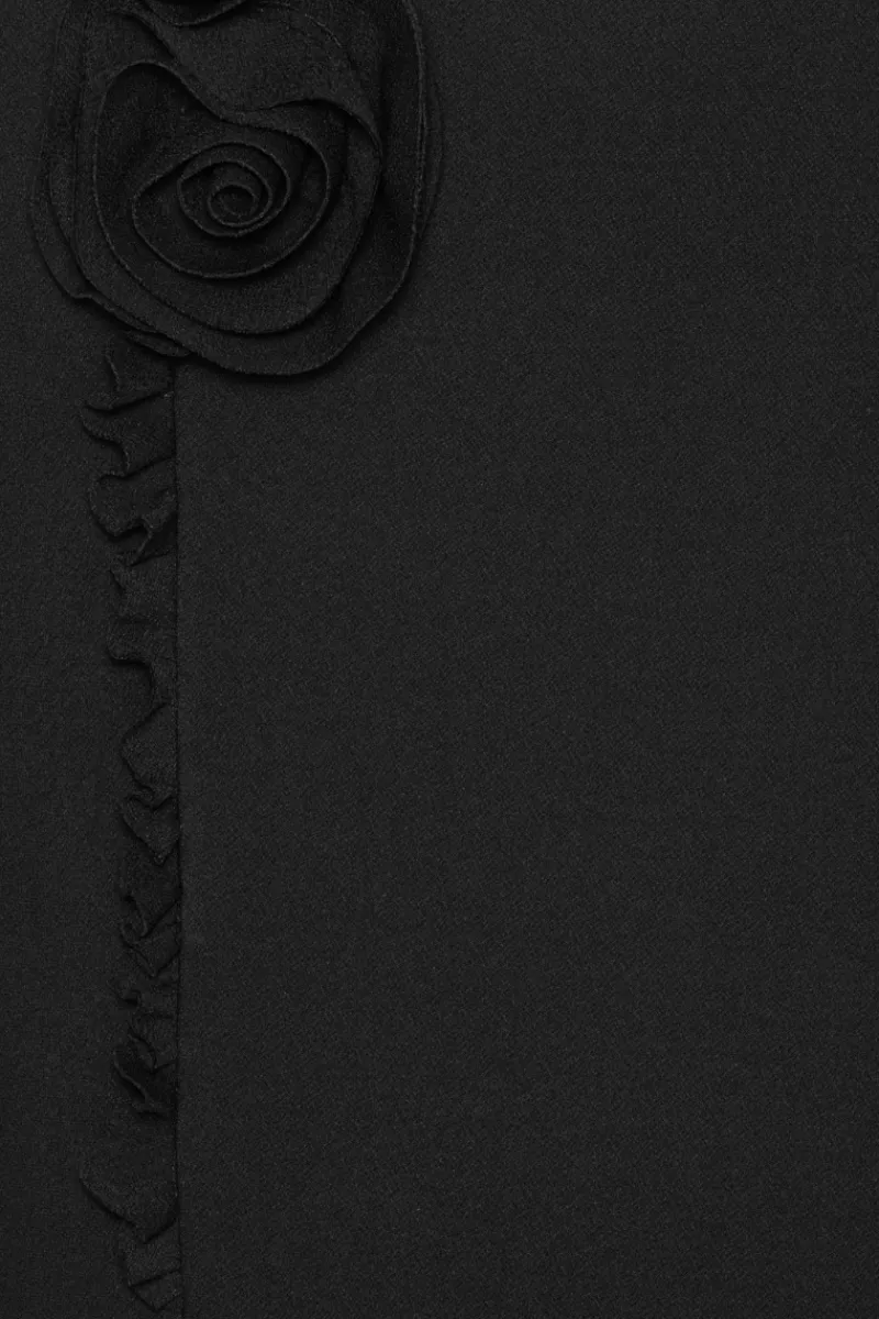 Skirts-ROTATE Birger Christensen Crepe Mini Flower Skirt Black Black color