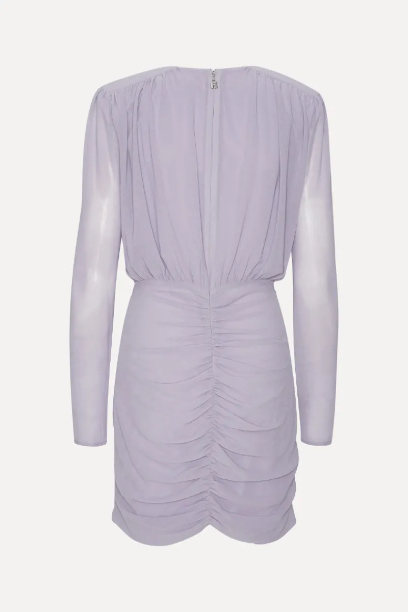 Mini Dresses|Dresses-ROTATE Birger Christensen Crepe Mini Gathered Dress Purple Lavender Aura color