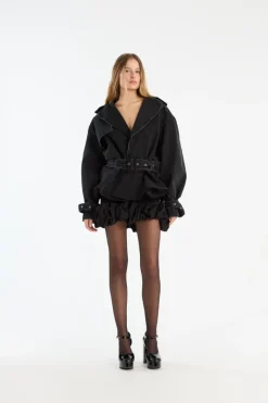 Skirts-ROTATE Birger Christensen Crepe Mini Skirt Black Black color