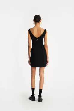 Mini Dresses|Dresses-ROTATE Birger Christensen Crepe Off Shoulder Dress Black Black color