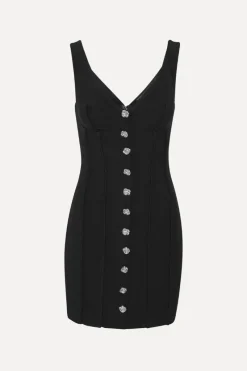 Mini Dresses|Dresses-ROTATE Birger Christensen Crepe Off Shoulder Dress Black Black color