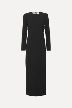 Maxi Dress|Dresses-ROTATE Birger Christensen Crepe Open Back Dress Black Black color