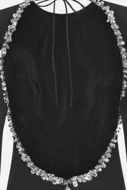 Maxi Dress|Dresses-ROTATE Birger Christensen Crepe Open Back Dress Black Black color