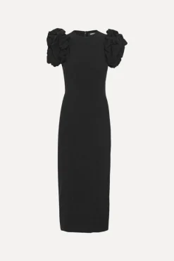 Midi Dresses|Dresses-ROTATE Birger Christensen Crepe Puffy Midi Dress Black Black color