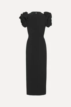 Midi Dresses|Dresses-ROTATE Birger Christensen Crepe Puffy Midi Dress Black Black color