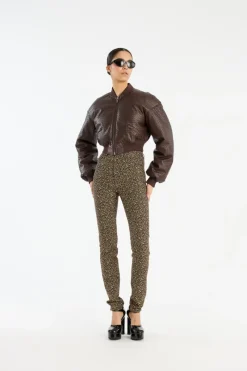 Outerwear-ROTATE Birger Christensen Cropped Puffer Jacket Dark Brown CHICORY COFFEE color