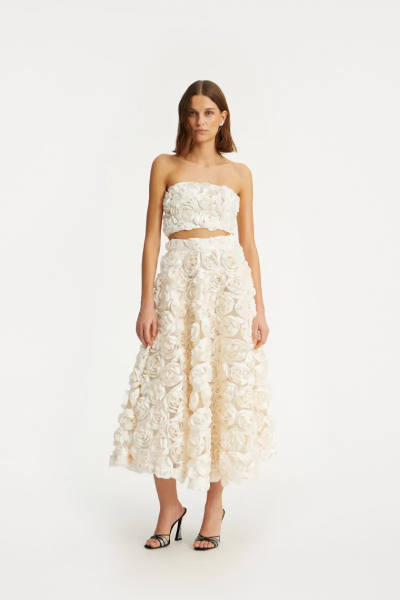 Bridal|Tops-ROTATE Birger Christensen Cropped Top Creme White Egret color