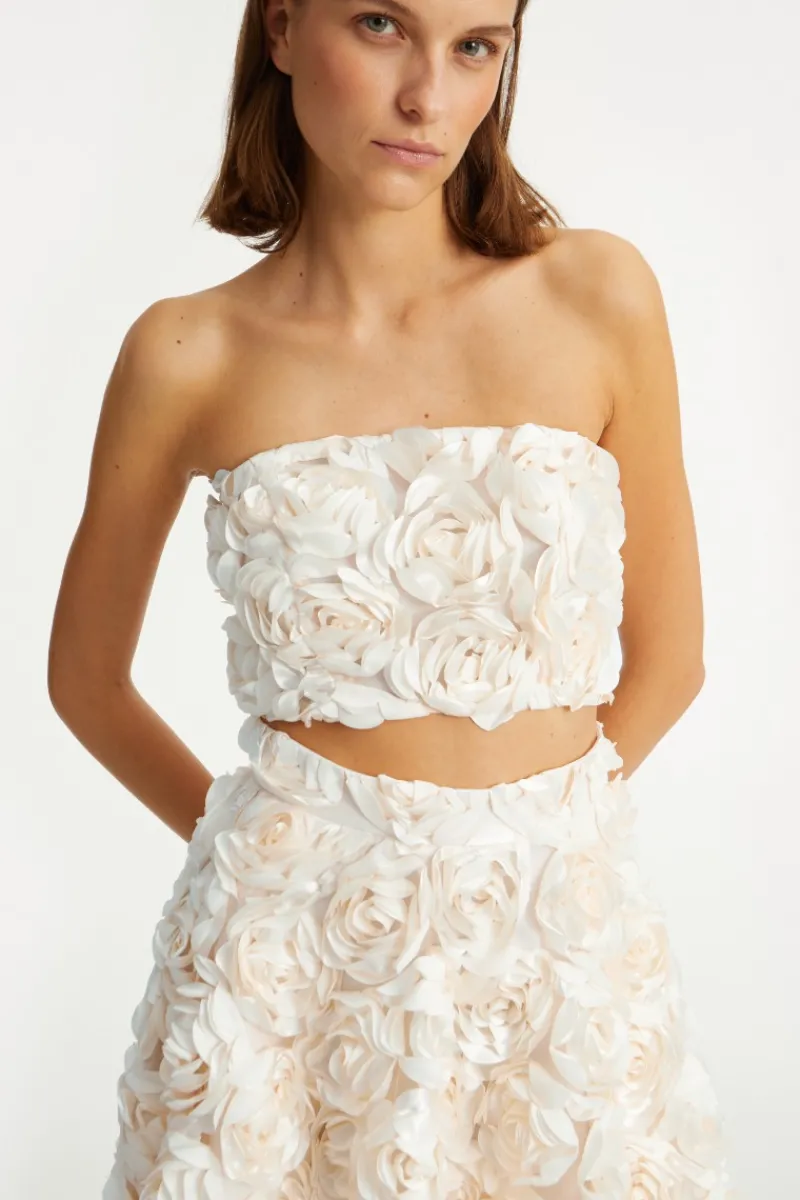 Bridal|Tops-ROTATE Birger Christensen Cropped Top Creme White Egret color