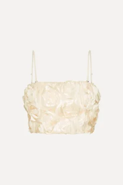Bridal|Tops-ROTATE Birger Christensen Cropped Top Creme White Egret color
