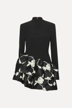 Mini Dresses|Dresses-ROTATE Birger Christensen 3d Flower Bubble Dress Black 1000 Black Comb. color