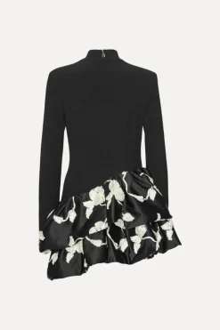 Mini Dresses|Dresses-ROTATE Birger Christensen 3d Flower Bubble Dress Black 1000 Black Comb. color
