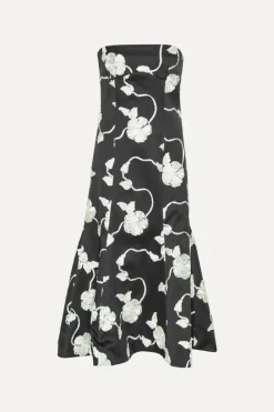 Dresses|Midi Dresses-ROTATE Birger Christensen 3d Flower Midi Dress Black 1000 Black Comb. color