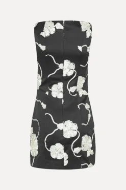Mini Dresses|Dresses-ROTATE Birger Christensen 3d Flower Mini Dress Black 1000 Black Comb. color