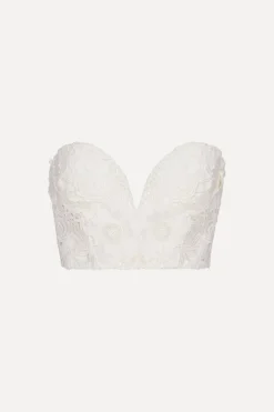 Bridal|Tops-ROTATE Birger Christensen 3d Lace Corset Top White Egret color