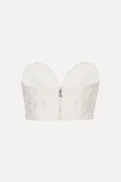Bridal|Tops-ROTATE Birger Christensen 3d Lace Corset Top White Egret color