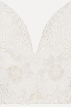Bridal|Tops-ROTATE Birger Christensen 3d Lace Corset Top White Egret color