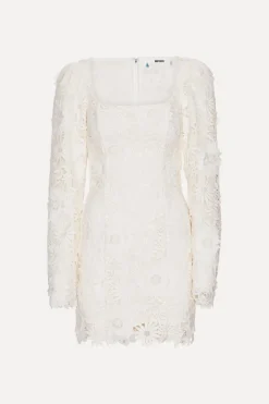 Bridal|Mini Dresses-ROTATE Birger Christensen 3d Lace Ls Mini Dress Egret color