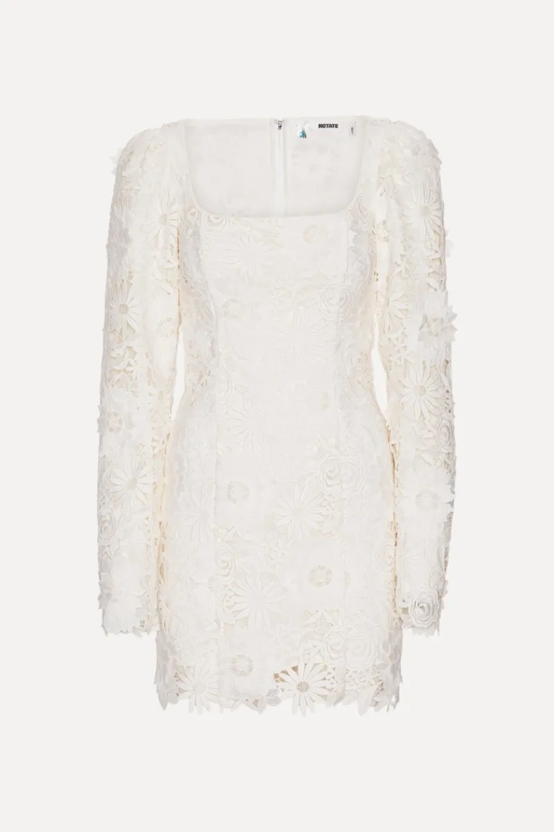 Bridal|Mini Dresses-ROTATE Birger Christensen 3d Lace Ls Mini Dress Egret color