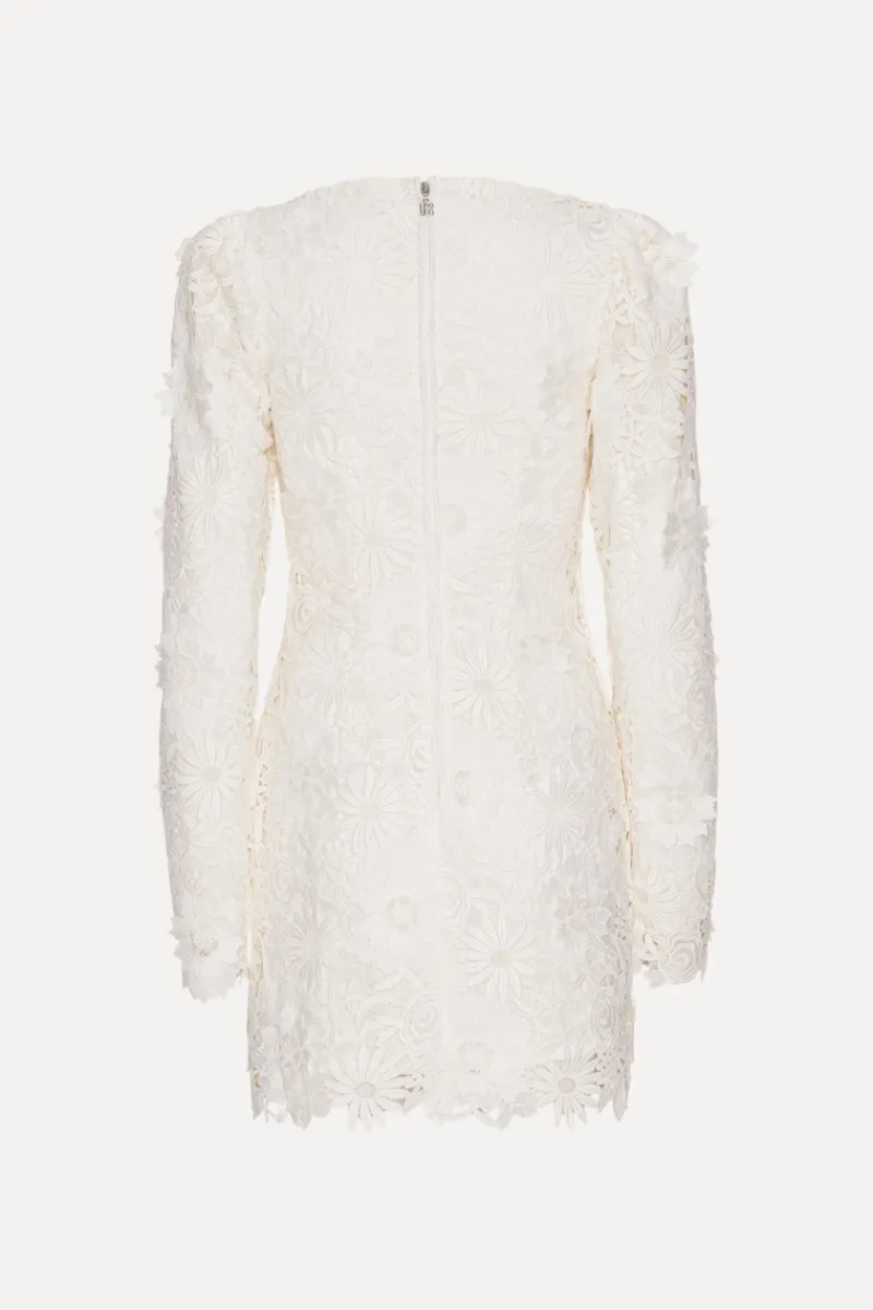 Bridal|Mini Dresses-ROTATE Birger Christensen 3d Lace Ls Mini Dress Egret color