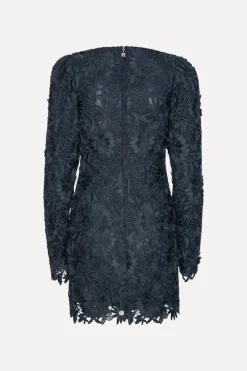 Mini Dresses|Dresses-ROTATE Birger Christensen 3d Lace Ls Mini Dress Dark Blue Navy Blazer color