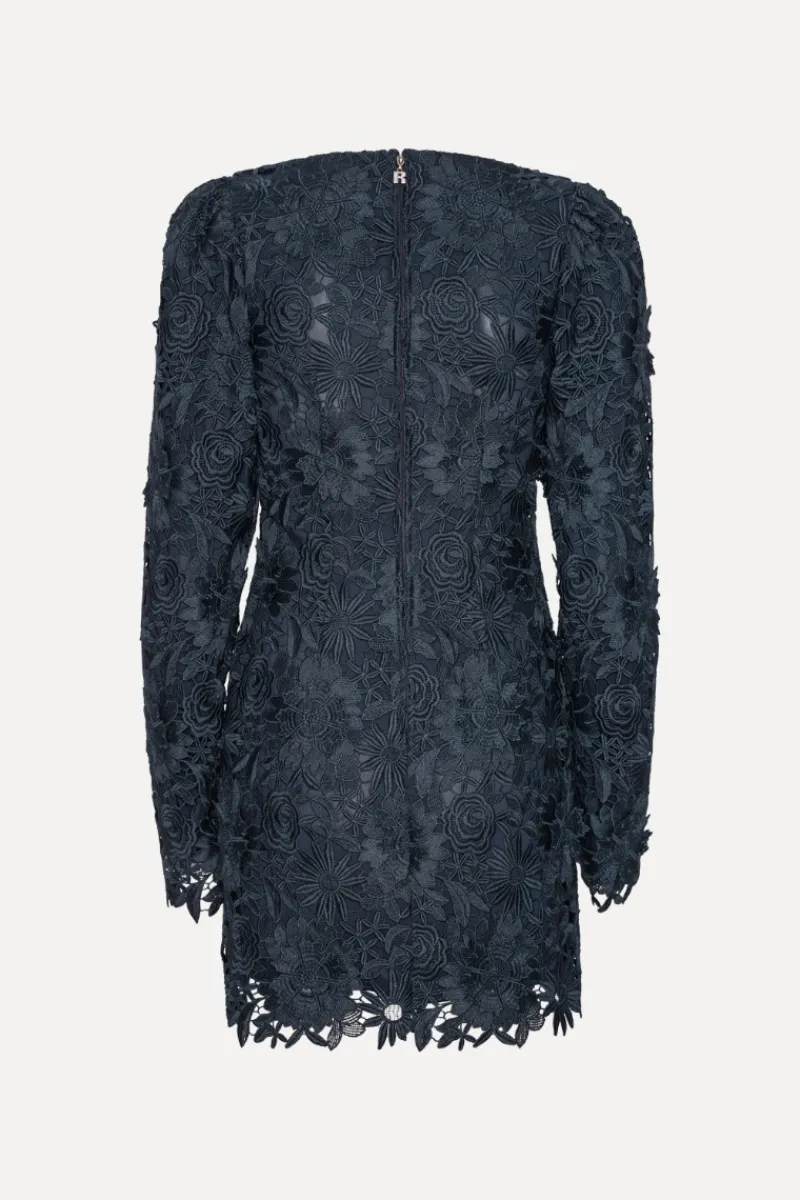 Mini Dresses|Dresses-ROTATE Birger Christensen 3d Lace Ls Mini Dress Dark Blue Navy Blazer color