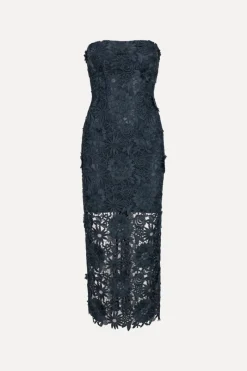 Midi Dresses|Dresses-ROTATE Birger Christensen 3d Lace Midi Dress Dark Blue Navy Blazer color