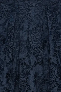 Skirts-ROTATE Birger Christensen 3d Lace Midi Skirt Dark Blue Navy Blazer color