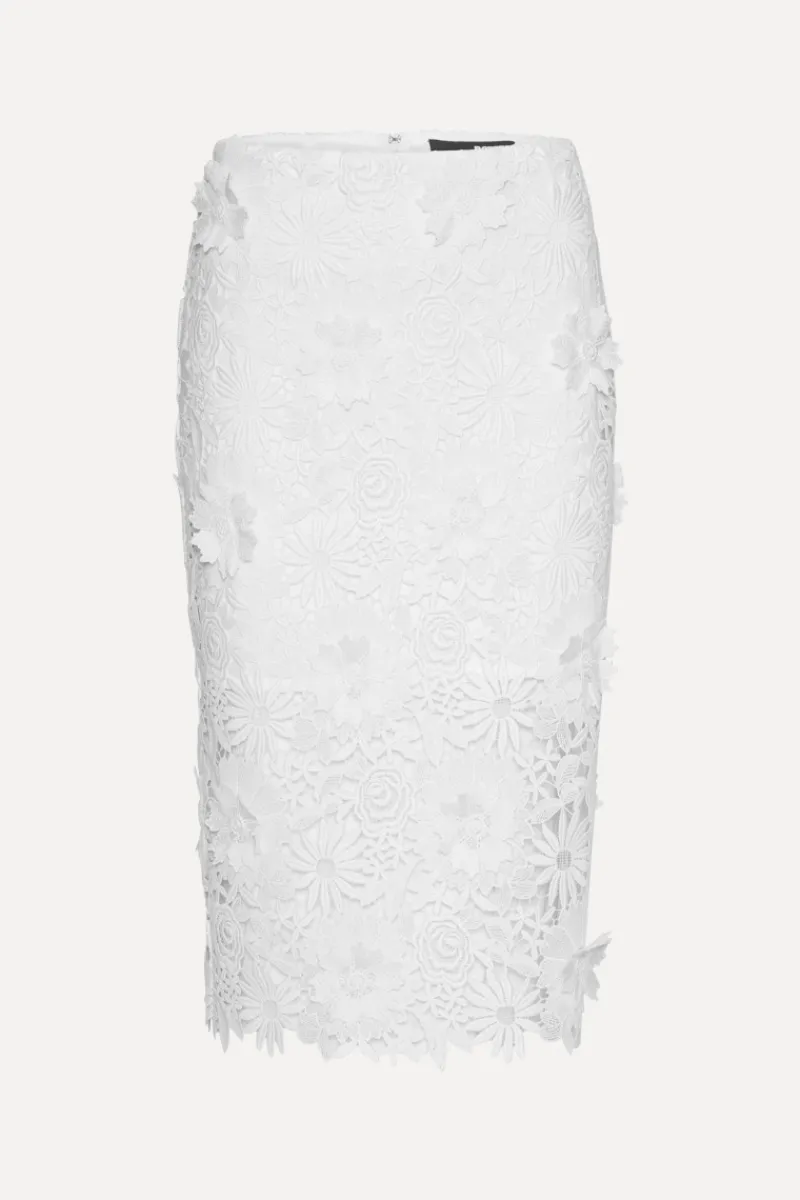 Bridal|Dresses-ROTATE Birger Christensen 3d Lace Pencil Skirt White Egret color