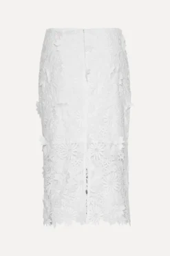 Bridal|Dresses-ROTATE Birger Christensen 3d Lace Pencil Skirt White Egret color