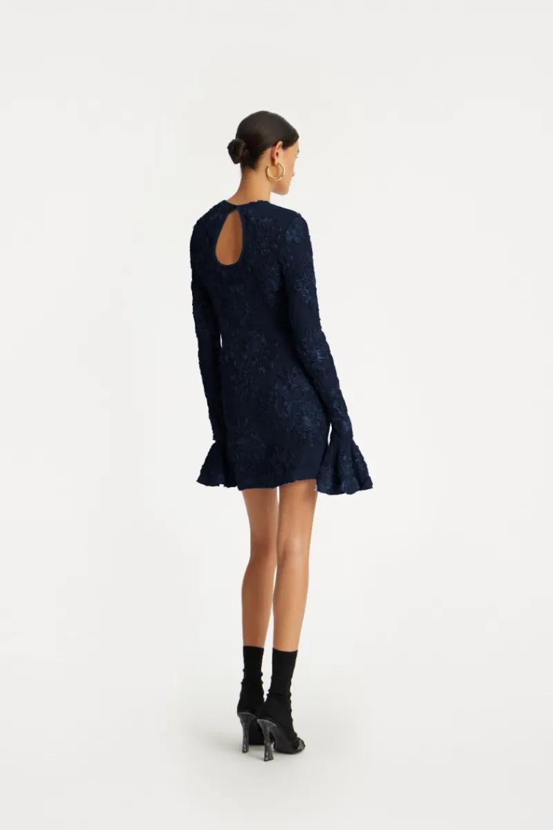 Mini Dresses|Dresses-ROTATE Birger Christensen 3d Mesh Mini Dress Dark Blue Blueprint color