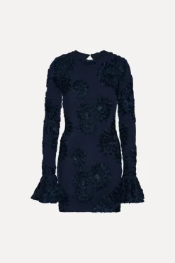 Mini Dresses|Dresses-ROTATE Birger Christensen 3d Mesh Mini Dress Dark Blue Blueprint color