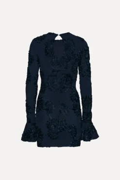 Mini Dresses|Dresses-ROTATE Birger Christensen 3d Mesh Mini Dress Dark Blue Blueprint color