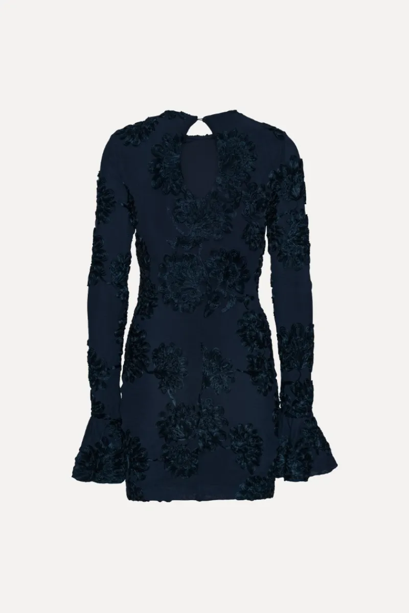 Mini Dresses|Dresses-ROTATE Birger Christensen 3d Mesh Mini Dress Dark Blue Blueprint color
