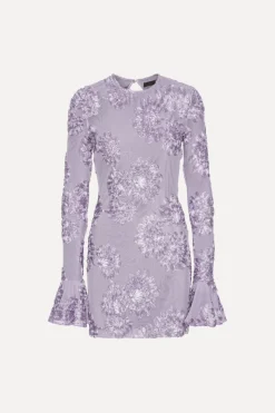 Mini Dresses|Dresses-ROTATE Birger Christensen 3d Mesh Mini Dress Purple Lavender Aura color