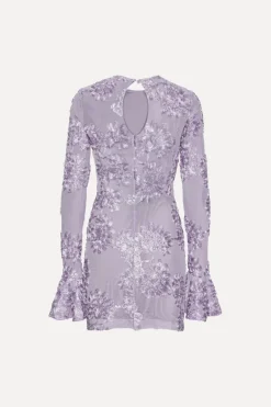 Mini Dresses|Dresses-ROTATE Birger Christensen 3d Mesh Mini Dress Purple Lavender Aura color