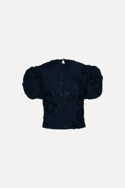 Tops-ROTATE Birger Christensen 3d Mesh Sleeveless Top Dark Blue Blueprint color