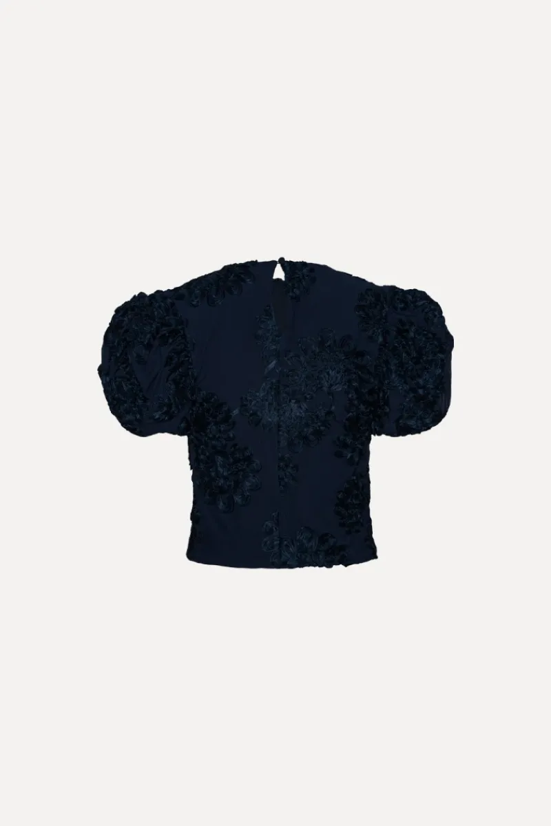 Tops-ROTATE Birger Christensen 3d Mesh Sleeveless Top Dark Blue Blueprint color